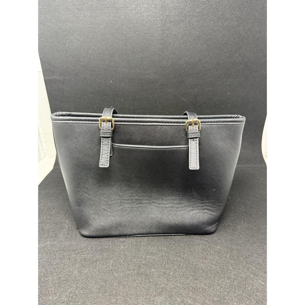 Orlandi Valentino Black Tote Handbag Gold Tone Logo Shoulder Bag Large Purse - Picture 3 of 9